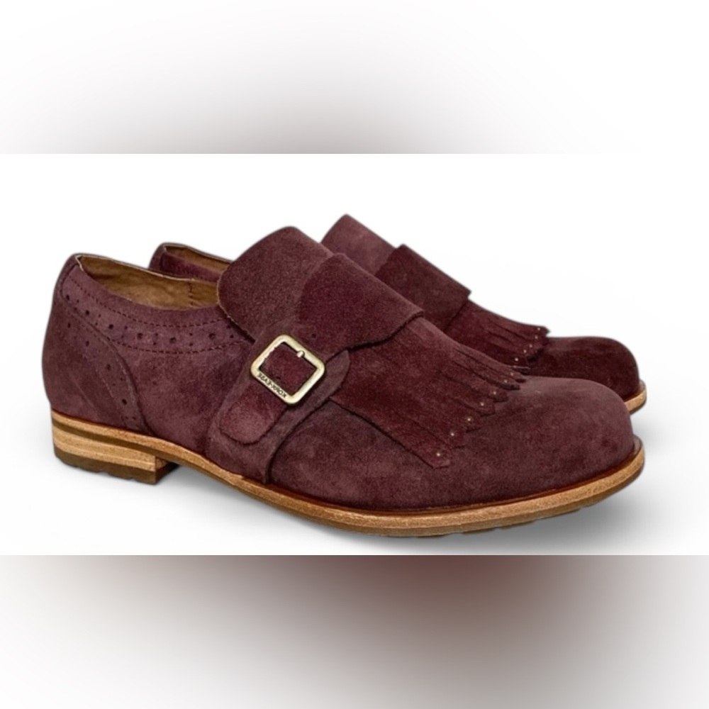 Kork Ease Womens Bailee Kiltie Burgundy Suede Monk Strap Shoe 8M Comfy Casual